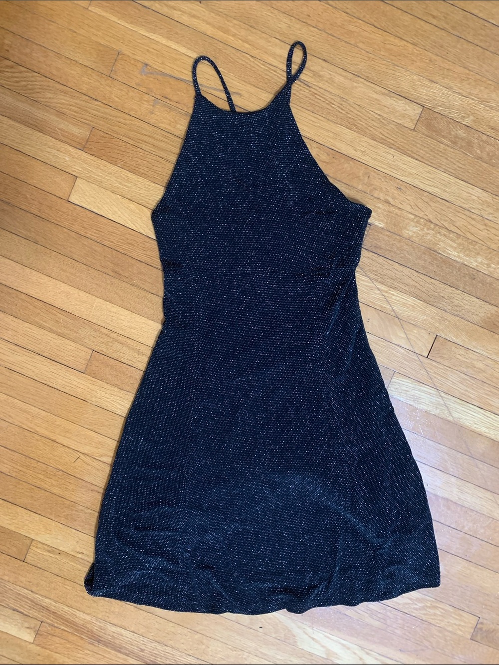 SO Black Sparkle Halter Mini Dress